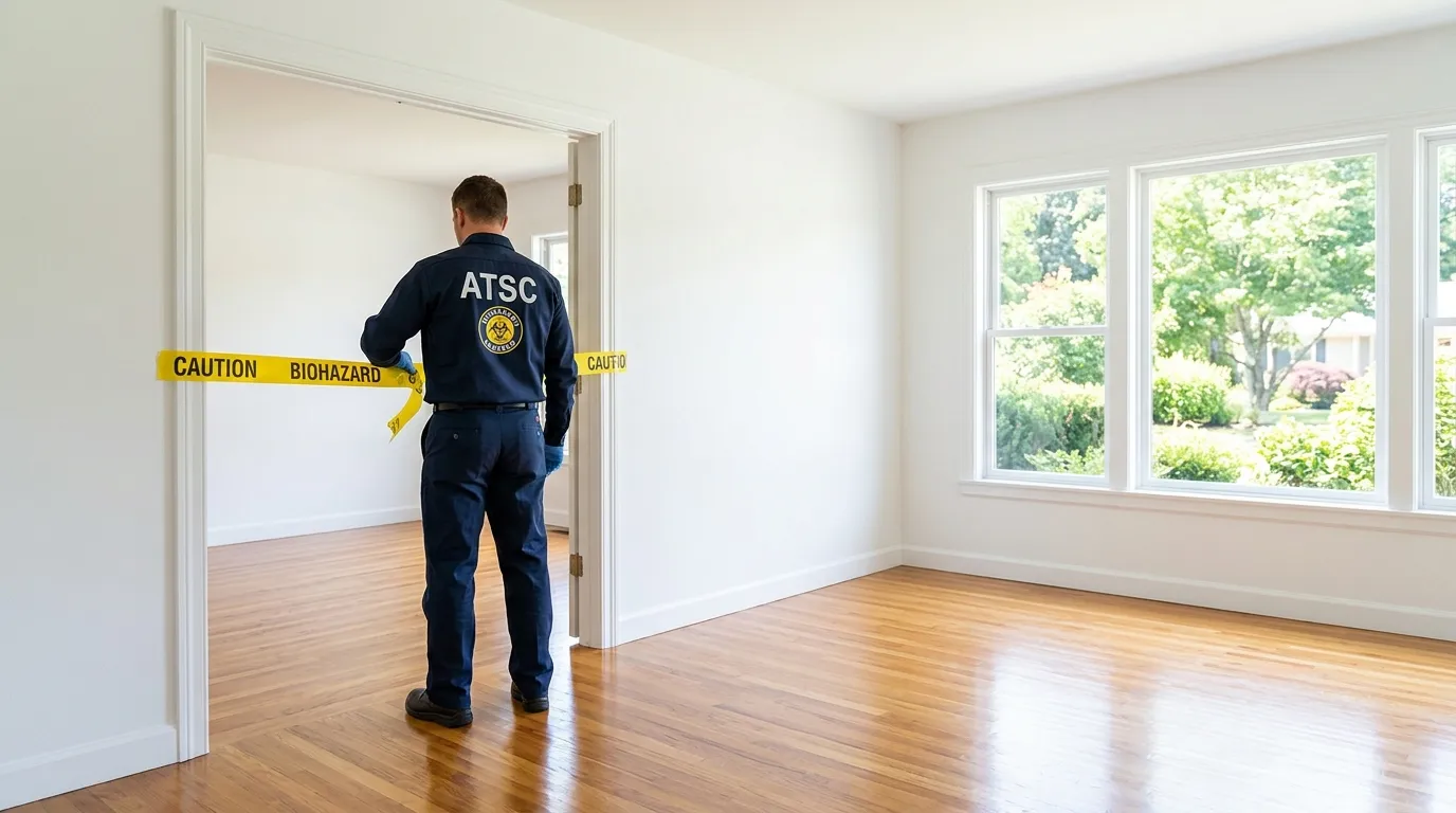 Certified biohazard cleanup crew performing Decomposition Cleanup in Atmore